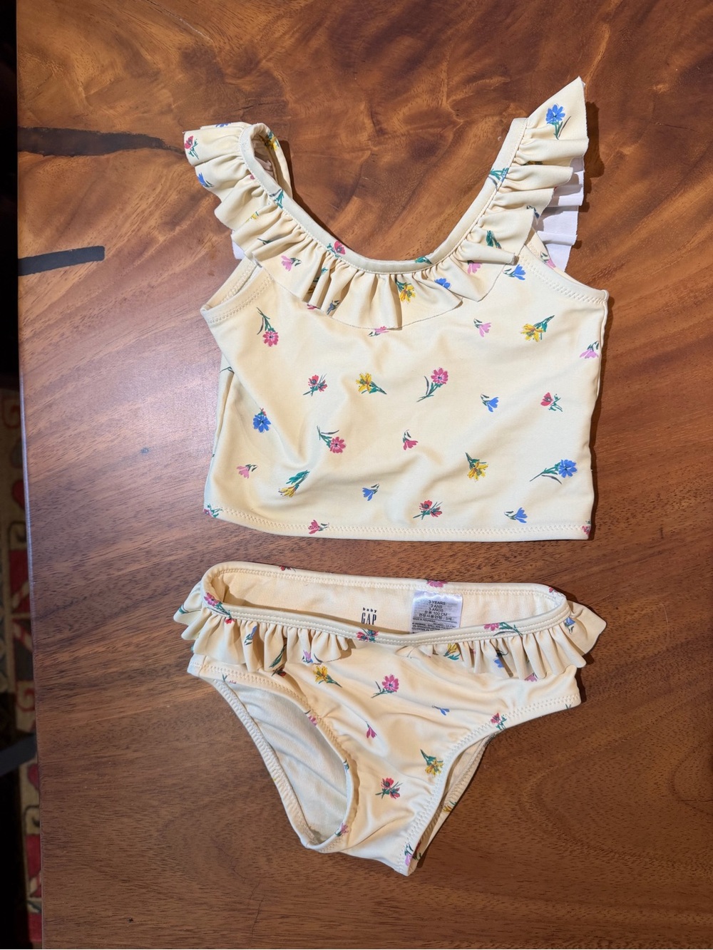 GAP Yellow Floral Ruffle Tankini/ two piece set